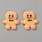 Opaque Resin Cabochons, Imitation Cookie, Gingerbread Man, Sandy Brown, 32x27x3.5mm