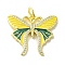 Brass Enamel Micro Pave Cubic Zirconia Pendants, Real 18K Gold Plated Butterfly Charms, with Jump Ring, Yellow, 22x25x2.5mm, Hole: 4.2mm