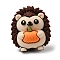 Silicone Beads, Focal Beads, Hedgehog with Pumpkin, Coconut Brown, 28x25x17mm, Hole: 2.5mm