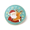 Christmas Enamel Pins, Alloy Lapel Pins for Backpack Clothes, Santa Claus & Elk, 38mm