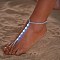 Luminous Resin Round Beaded with Glass Seed Beaded Anklets, Light Sky Blue, 8-5/8 inch(220mm)
