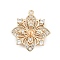 Brass Micro Pave Clear Cubic Zirconia European Dangle Charms Bails, Peg Bails, for Half Drilled Beads, Flower Charm, Real 18K Gold Plated, 20x18x4mm, Hole: 1.2mm, Pin: 2mmx1mm