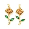 Brass Micro Pave Cubic Zirconia Pendants, Cadmium Free & Lead Free, Flower, Real 18K Gold Plated, 33x17x6mm, Hole: 5x2.5mm