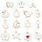 30Pcs 15 Styles Alloy Enamel Pendants, Light Gold, Mixed Shapes, White, 8.5~21x7~17.5x1.5~2.5mm, Hole: 1.4~2mm, 2pcs/style