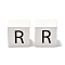 Wood European Beads, Large Hole Beads, Cube with Letter, Letter R, 30.5x30.5x29.5~30.5mm, Hole: 5mm