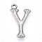 304 Stainless Steel Pendants, Letter Charms, Letter Y, 23.5x13.5x3mm, Hole: 1.6mm