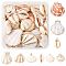 20Pcs 9 Styles Electroplated Natural Shell Pendants, Shell Shape Charms with Iron & Brass Findings, Golden, Mixed Color, 16~47x15~45x3~15mm, Hole: 1~2mm