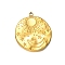 Stainless Steel Pendants, Real 18K Gold Plated, Flat Round with Moon & Star, 23x20mm
