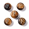 Natural Tiger Eye Beads, Rondelle with Letter, Letter F, 8.5~9x5~5.5mm, Hole: 1.2mm