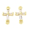 Brass Clear Cubic Zirconia Connector Charms, Cadmium Free & Lead Free, Cross Links, Real 16K Gold Plated, 15.5x9x3mm, Hole: 1.4mm