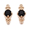 Brass Pave Faceted Glass Connector Charms, Chinese Knot Links, Golden, Black, 15.5x6.5x3.5mm, Hole: 1mm