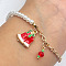 Christmas Jewelry, Alloy Enamel Charm Bracelets for Women, with Plastic Imitation Pearl, Christmas Bell
