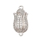 Brass Micro Pave Clear Cubic Zirconia Magnetic Clasps, Flower, Real Platinum Plated, 20x10mm, Hole: 1.2mm