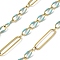 304 Stainless Steel Enamel Figaro Chains, Soldered, with Spool, Ion Plating(IP), Real 18K Gold Plated, Sky Blue, 20x5x1mm