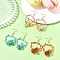 3Pairs 304 Stainless Steel Flower Glass Seed Beaded Dangle Earrings, Golden, Mixed Color, 58~64x32~34mm, 3pairs/set