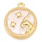 Alloy Enamel Pendants, Golden, Flat Round Charm, Capricorn, 18x15.5x2mm, Hole: 1.4mm