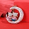 Alloy Rhinestone Keychains, Moon, Teddy Bear, Crystal AB, 110mm