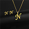304 Stainless Steel Letter Pendant Necklaces & Stud Earrings Sets, Golden, Letter N, 450mm