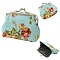 Flower Printed Cloth Wallets, Coin Pouches with Iron Kiss Lock, Platinum, Light Sky Blue, 90x80mm