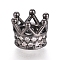 Brass Micro Pave Cubic Zirconia Beads, Long-Lasting Plated, Crown, Clear, Gunmetal, 7x5mm, Hole: 3mm