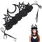 Felt Cloth and Alloy Headwear Crown, with Glass Beads, for Halloween, Black, 1185mm, Flower: 305x160x20mm