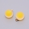 Frosted Glass Pendants, with Alloy Peg Bails, Round, Golden, Yellow, 20x16mm, Hole: 2mm