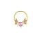 Brass Rhinestone Nipple Rings, Golden, Heart, 8mm, Pin: 1.2mm