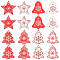 80Pcs 8 Styles Christmas Theme Wood Pendants, Mixed Shapes, 45~47.5x41~47.5x2~4.3mm, Hole: 2.8~3mm, 10pcs/style