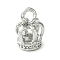Rack Plating Brass Charms, Long-Lasting Plated, Lead Free & Cadmium Free, Crown, Platinum, 9x7x7mm, Hole: 1.6mm