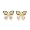 Alloy Rhinestone Pendants, with Enamel, Butterfly Charms, Light Gold, 15x18x4mm, Hole: 2mm