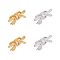 4Pcs 2 Colors Brass Rhinestone Fold Over Clasps, Bowknot, Mixed Color, 10x24x12mm, 2pcs/color