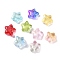 Transparent Spray Painted Glass Beads, with Giltter Power, Star, Mixed Color, 8x8x4mm, Hole: 1mm