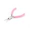 45# Carbon Steel Jewelry Pliers, Round Nose Pliers, Ferronickel, Pink, 117x82x8.5mm