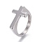 Tarnish Resistant 304 Stainless Steel Finger Rings, Cross, Stainless Steel Color, Size 8, 18mm