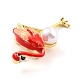 Broche de aleación de flamenco con perla de resina JEWB-O009-09-4