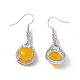 Gemstone Teardrop Dangle Earrings with Crystal Rhinestone EJEW-A092-02P-4
