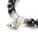 Energie-Stretch-Armband mit runden Perlen aus natürlichem Obsidian und Opalit BJEW-JB06967-6