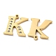 本物の 14K ゴールドメッキ 304 ステンレススチールペンダント  ラインストーン付き  文字k  文字k  18x15x2mm  穴：1.4mm STAS-L022-157G-K-2