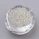 12/0グレードの丸いガラスシードビーズ  銀並ぶ  透明  2x1.5mm  穴：0.5mm  約45000個/ポンド SEED-A022-F12-34-2
