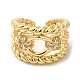 Rack Plating Real 18K Gold Plated Brass Hollow Open Cuff Rings RJEW-B048-07G-2