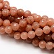 Grade AAA Natural Gemstone Sunstone Faceted Round Beads Strands G-E251-35-8mm-1