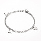 304 Stainless Steel Heart Charm Bracelets BJEW-L567-02P-1