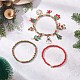 3 комплект браслетов из стеклянных бусин с рождественской тематикой BJEW-JB12442-02-2