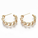 Semicircular Brass Half Hoop Earrings KK-T062-38G-NF-2