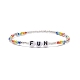 4 pièces 4 mots de style fun acrylique et perles de verre bracelets extensibles ensemble pour les femmes BJEW-JB08619-4