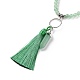 Natural Green Aventurine Bullet & Tassel Pendant Necklace with Mixed Gemstone Beaded Chains NJEW-E585-02D-3