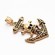 Retro Antique Golden Plated 304 Stainless Steel Anchor with Pirate Style Skull Big Pendants STAS-E094-05AG-2