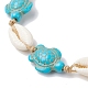Bracelets de cheville en coquillages naturels et perles synthétiques tressées turquoise AJEW-AN00562-02-3