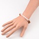 Bracelets extensibles en perles rondes en bois BJEW-JB02135-01-3