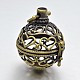 Round with Heart Brass Hollow Cage Pendants KK-P026-08AB-NR-2